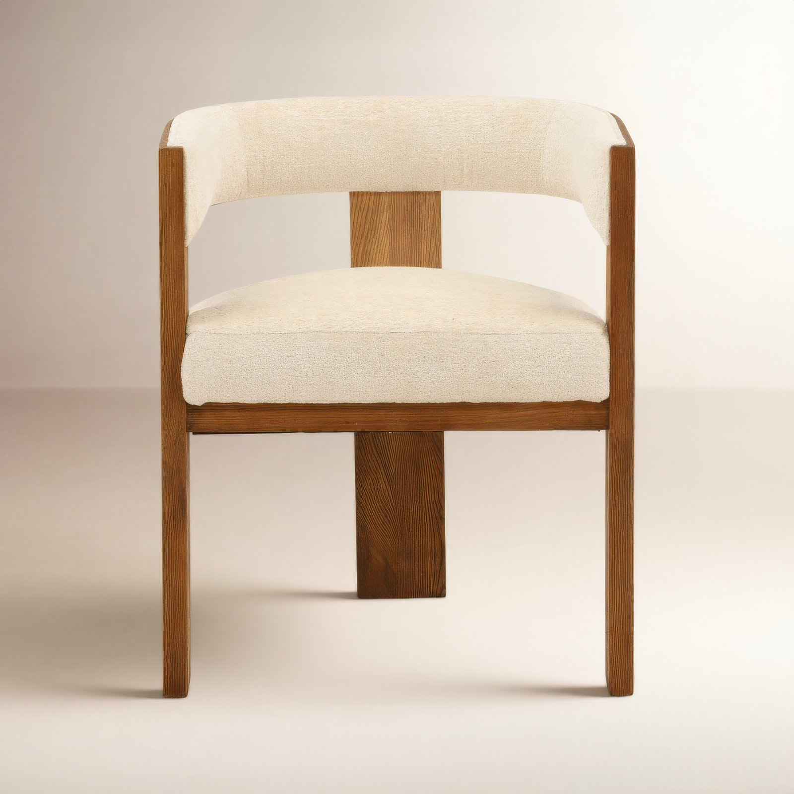 Imbali Ash Wood Upholstered Dining Chair, Natural, White