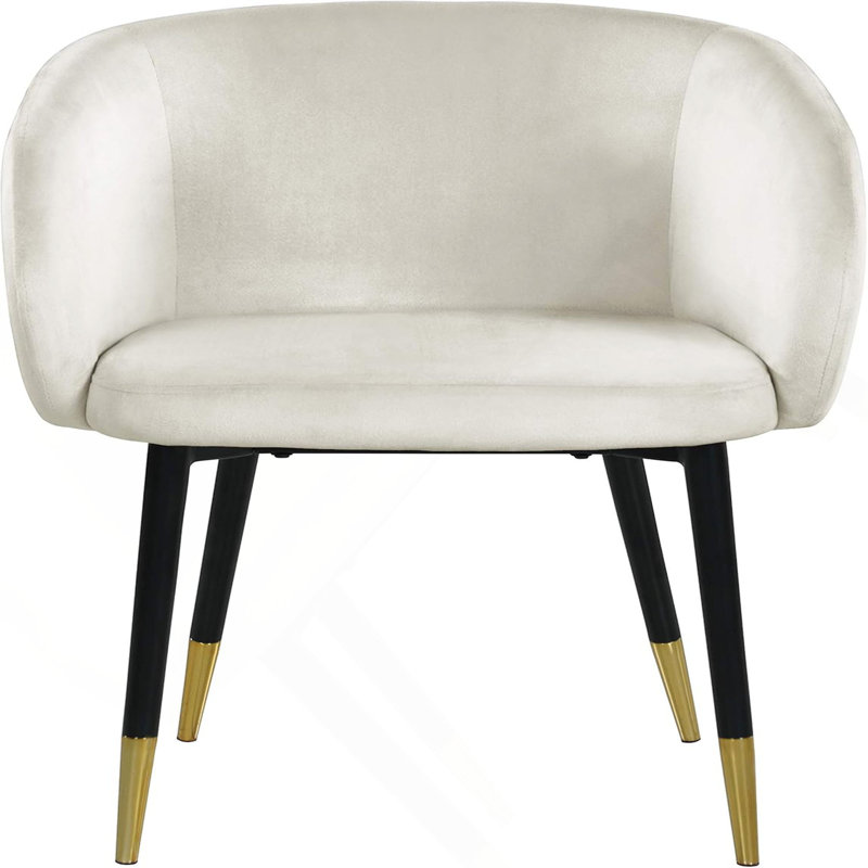 Chaise d'appoint en velours avec garniture dorée 1pc, Crème