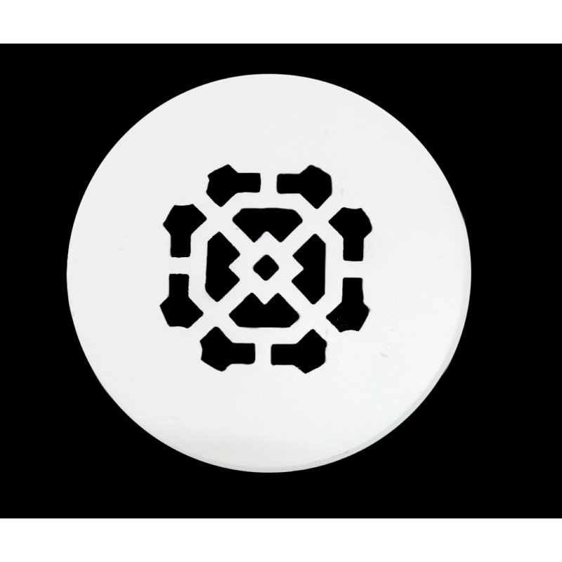Grille ronde en fonte d'aluminium de 3,5 po Achtek (5 po au total), Plancher sans trous de vis, Blanc thermolaqué