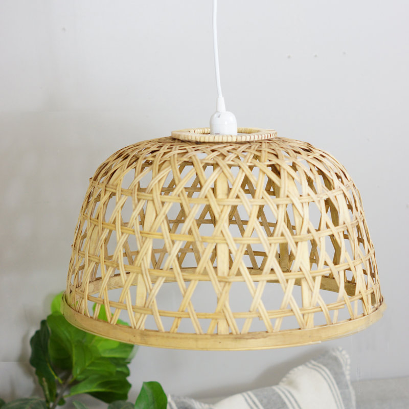 Luminaire de panier en osier, H 19,75 po x l 19,75 po x P 15 po, Marron