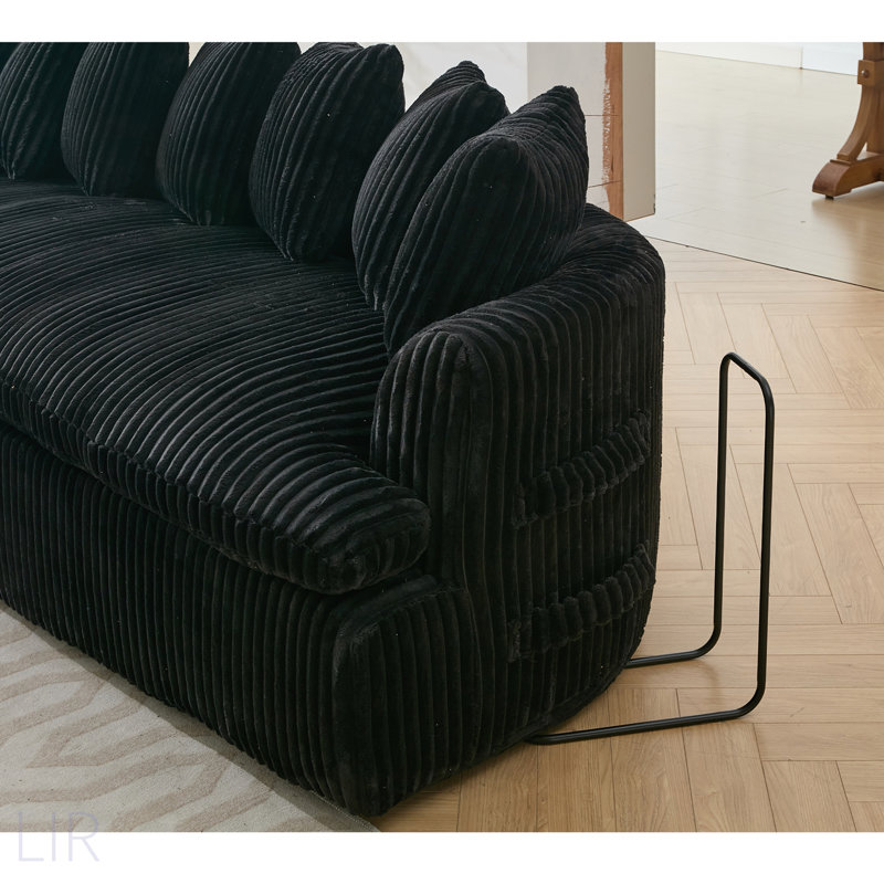 127'' Large Sectional Sofa With Elegant Curved Design, High-Resilience Foam, And No Assembly Required, For Modern Living Rooms