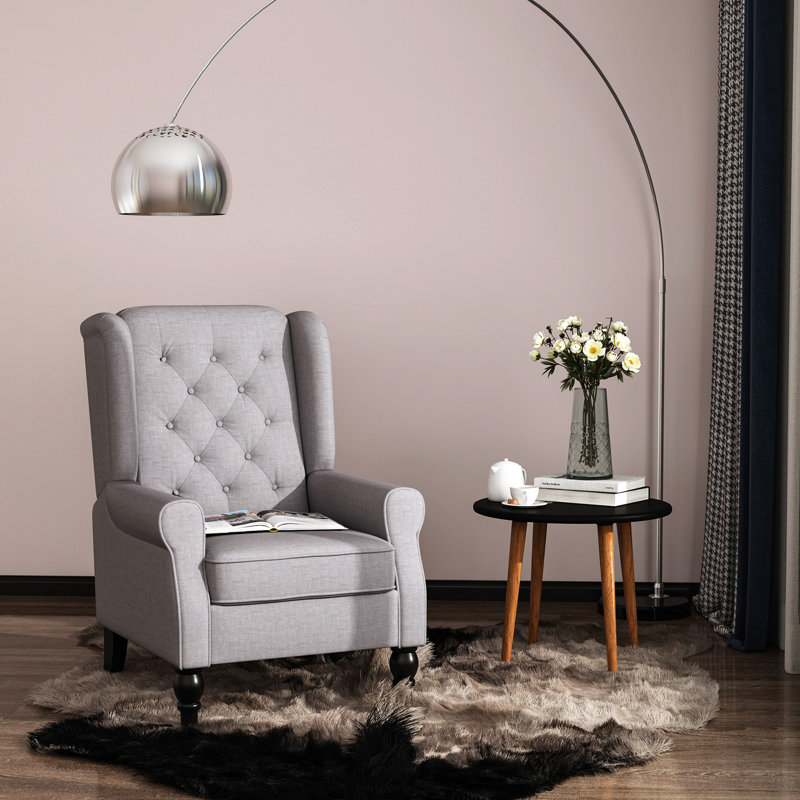 Afton Upholstered Wingback Chair, Grey