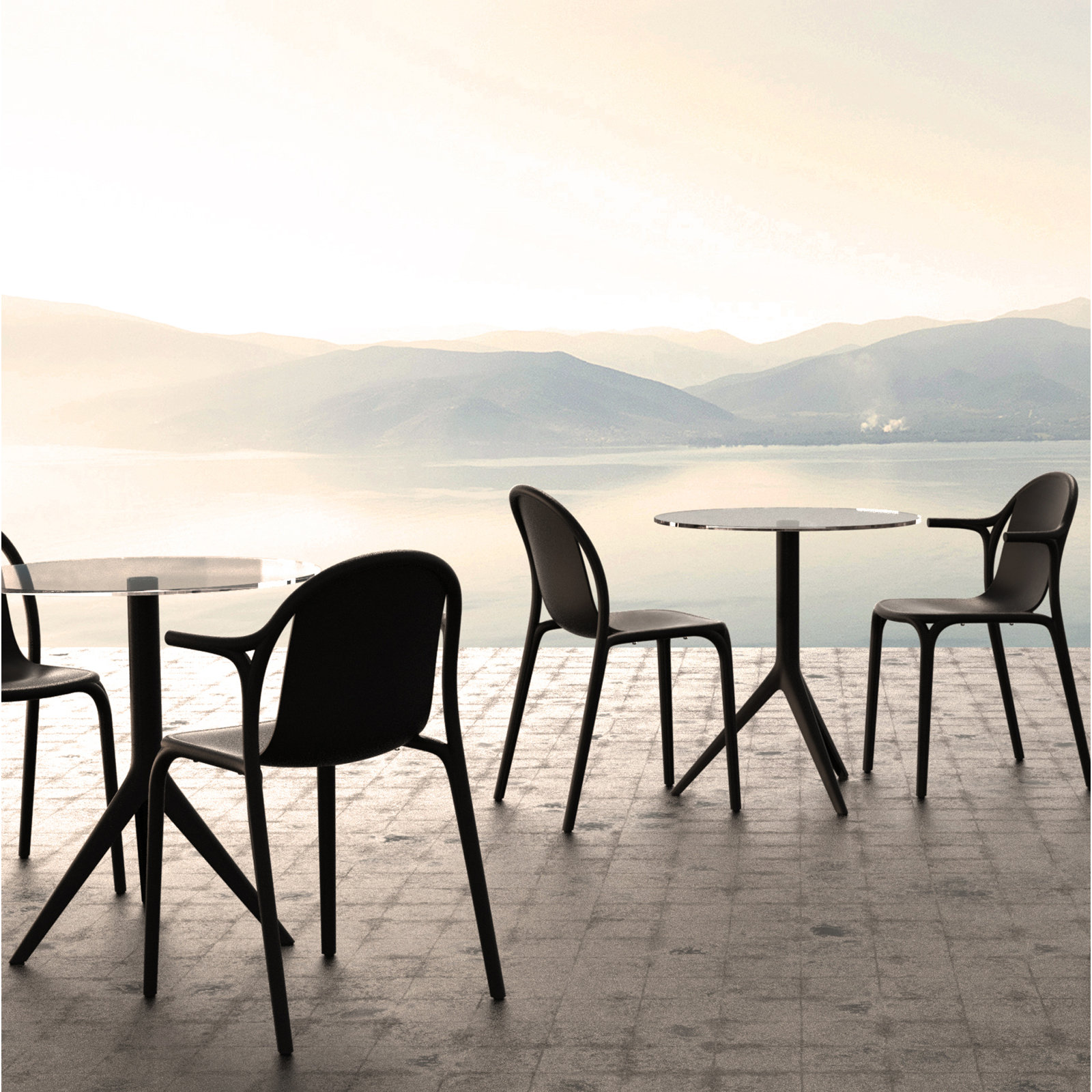 Vondom Brooklyn Stackable Patio Side Chair, Black