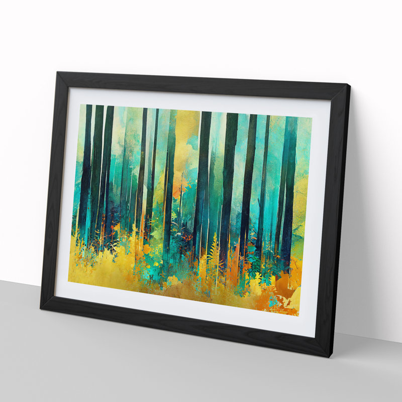 Abstract Forest Striped Vol.1 - Single Picture Frame Print, Black, 46cm H x 64cm W x 2cm D
