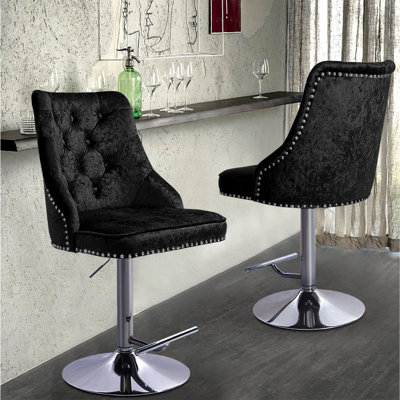 Alaniz Swivel Upholstered Adjustable Height Counter Stool with Metal Frame