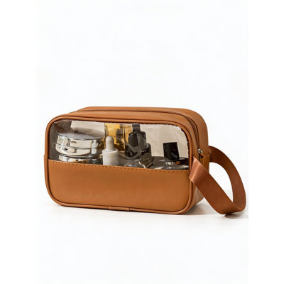 Brown single-layer waterproof toiletry bag