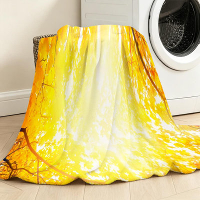 Yellow Ultra Soft Flannel Fleece Throw Blanket,Autumn Single-Sided Print
