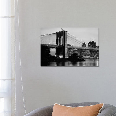 Brooklyn Bridge Across The East River At Dusk, Manhattan, New York City, New York State, USA by Panoramic Images - Wrapped Canvas Print