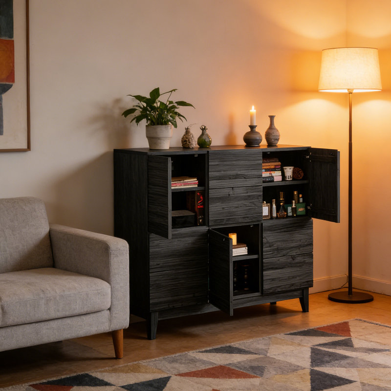 Modern Minimalist Style Sideboard, Black