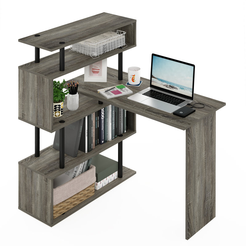 Kasota L-Shaped Computer Desk, Oak/Black
