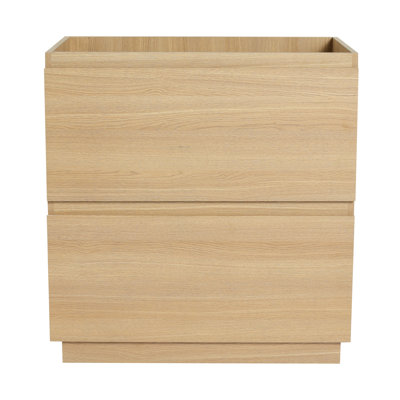 Meuble-lavabo de salle de bain 30 po - Meuble-lavabo autoportant moderne à deux tiroirs en bois d'ingénierie en chêne, avec tiroir, moderne, bois d'ingénierie, accrocheur