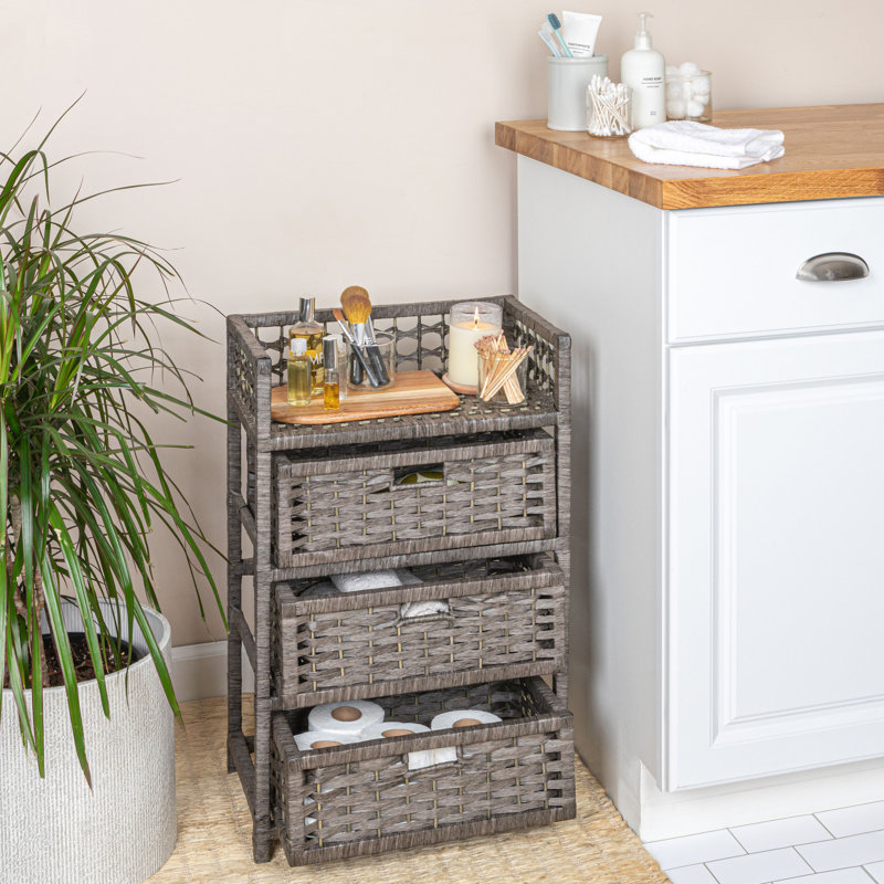Stain Paper Rope 3 Drawer Chest , Gray