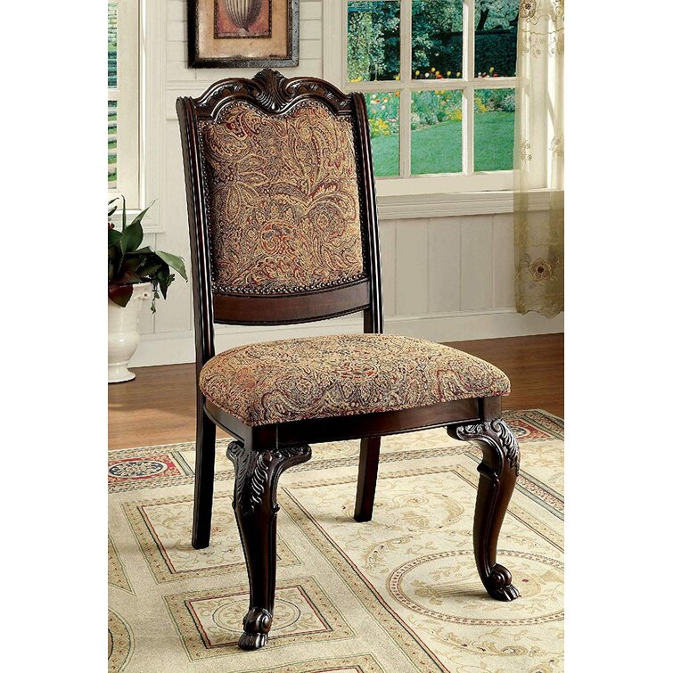 Stanfill Upholstered Side Chair in Brown Cherry