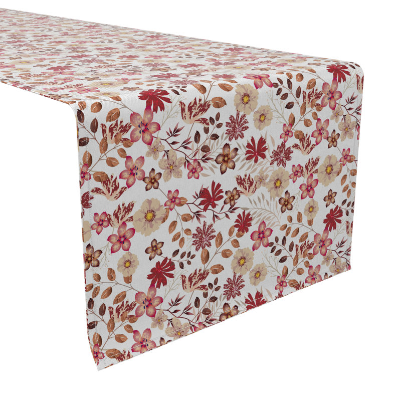 Rectangular Floral Cotton Twill Table Runner, 108" L x 16" W