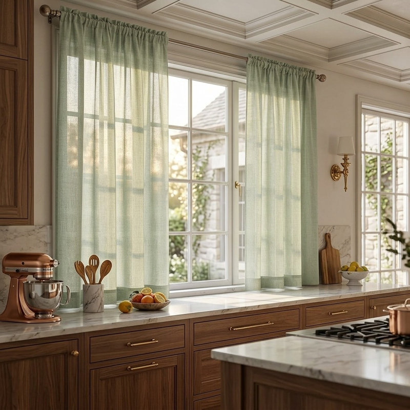 Linen Blend Kitchen Curtain Kitchen Pelmet