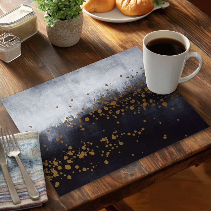 Pattern Contemporary Bedroom Placemat - Gray & Gold Dots Decor