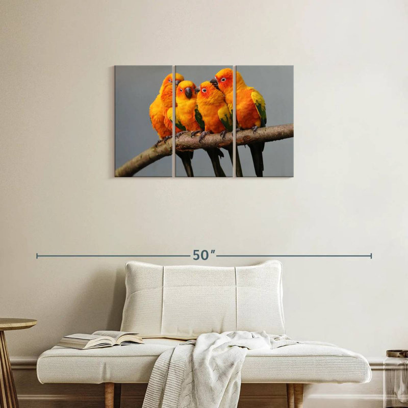 Brampt Wild Sun Parakeets, 20" H x 33" W