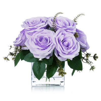 Faux Silk Rose Arrangement in Vase