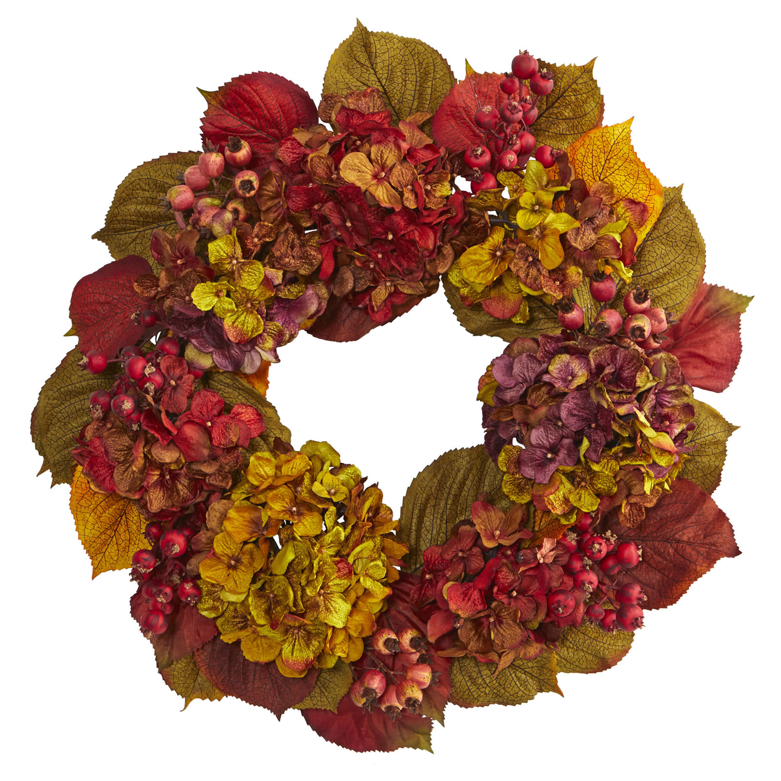 Faux Hydrangea Plastic 24'' Wreath