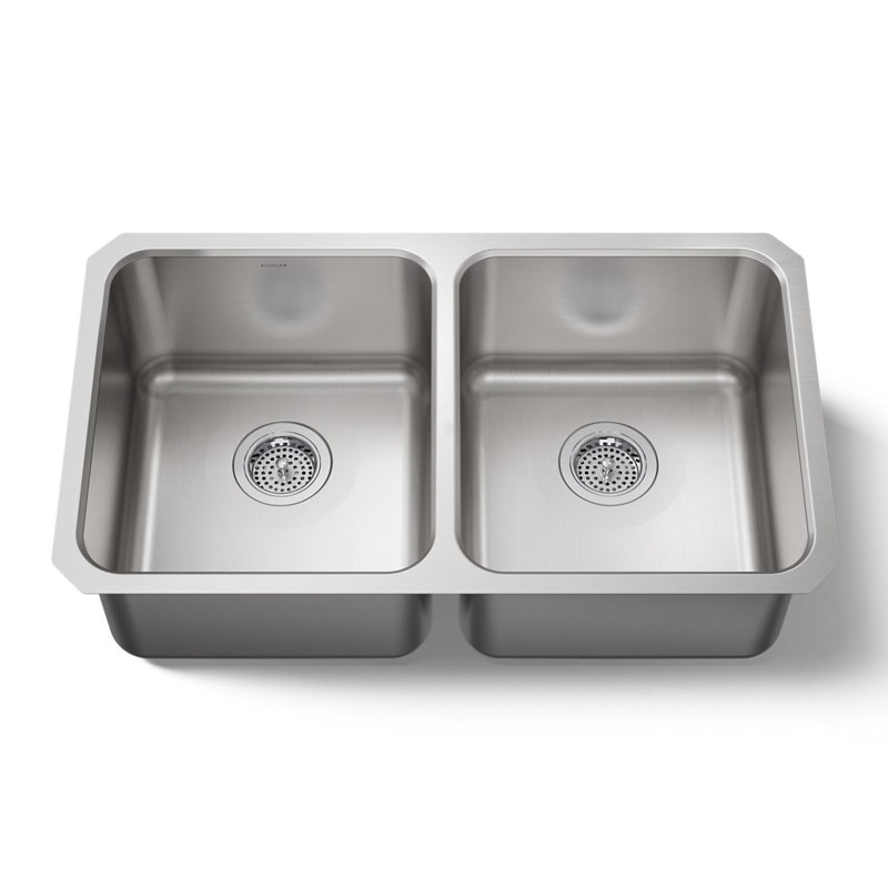 Undertone 31-1/2" L x 18" W x 7-3/4" Under-Mount Double-Equal Bowl Kitchen Sink