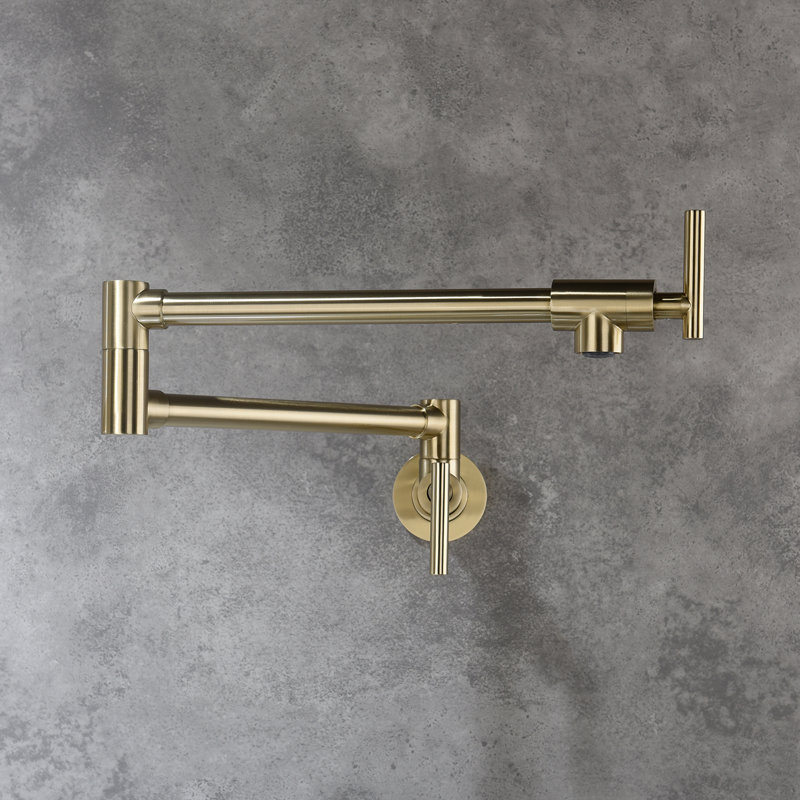 Robinet de lavabo mural, double poignée, robinet de cuisine | Idée de cadeau, Doré, Poignées croix