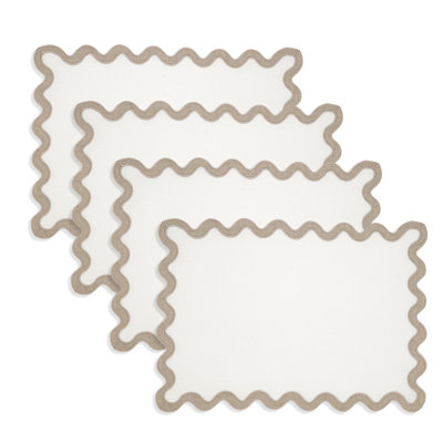 100% Linen Eco Scallop Border Placemat (Set of 4)