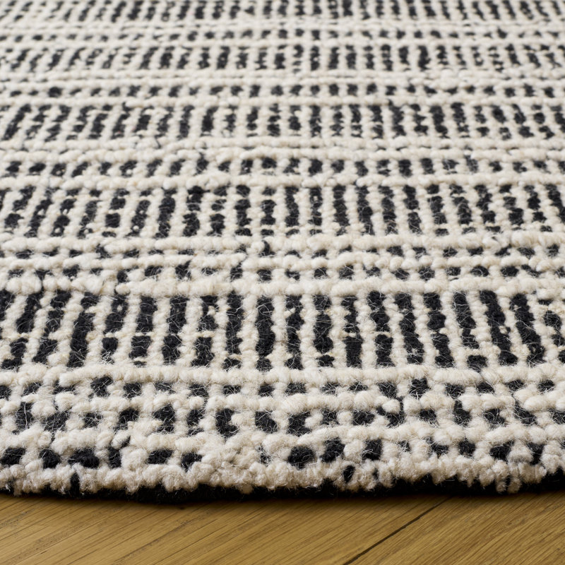 Metro 810 touffeté à la main 80% laine; Tapis rayé 20% coton, Rond 6 pi 0 po x 6 pi 0 po
