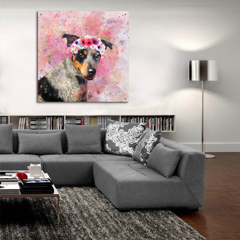 Art mural en verre épique «Flower Crown, H 36 po x l 36 po x P 0,2 po