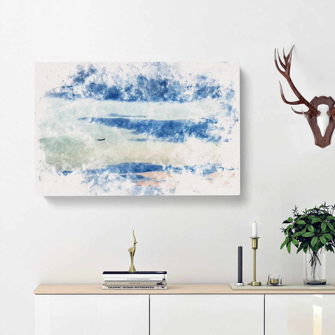 Airplane Through The Clouds - Wrapped Canvas