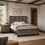 Ensemble de chambre à coucher grand lit, gris, bois noir ébène, ensemble de 2 pièces avec table de chevet-130623018-130623020