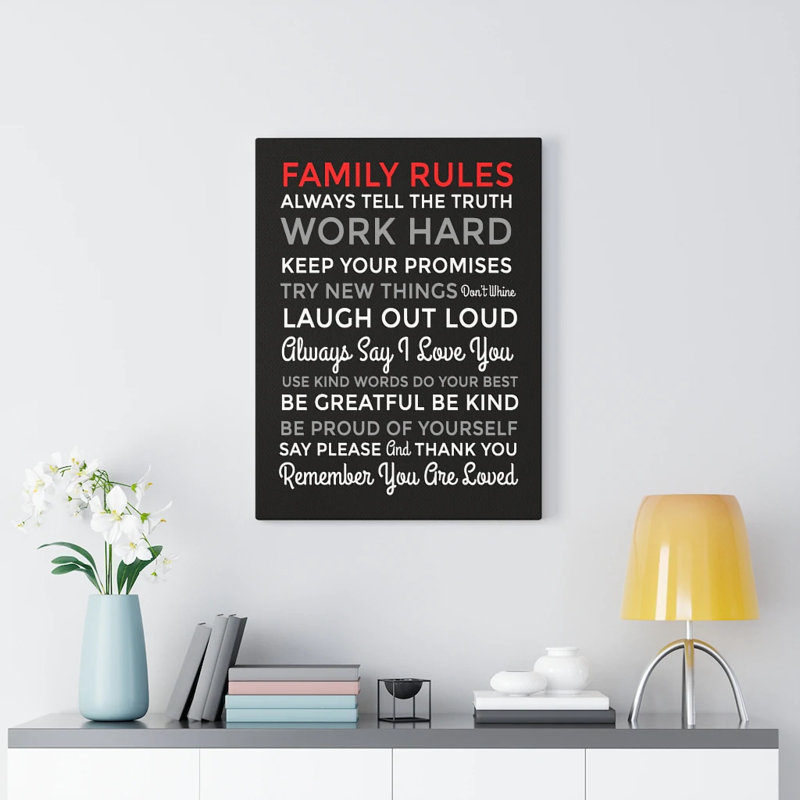 Family Rules - Wrapped Canvas Print, 41cm H x 30cm W