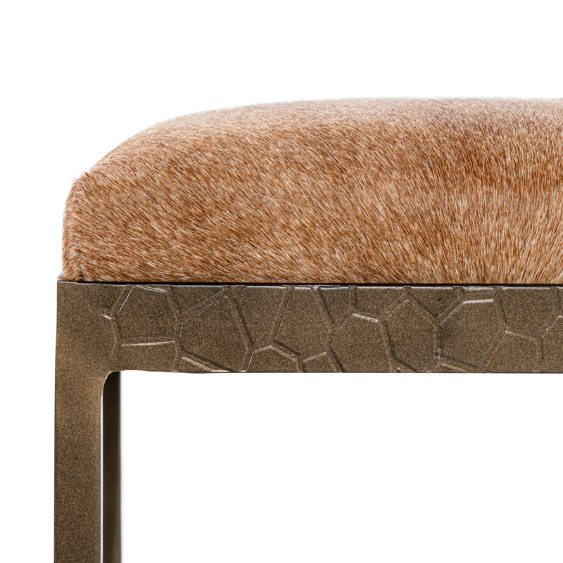 Bose Hair On Hide Leather Counter Stool, Blonde/Brass