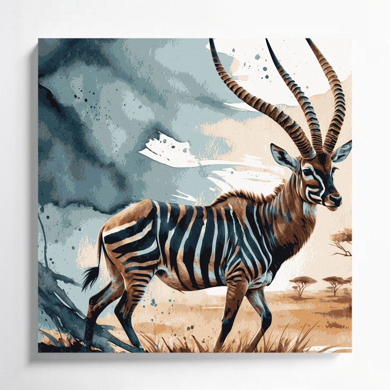 Faune, art mural sur toile beige Kudu, H 8 po x l 8 po