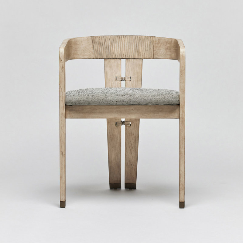 Maryl III Upholstered Arm Chair, Washed White, Cream Weave