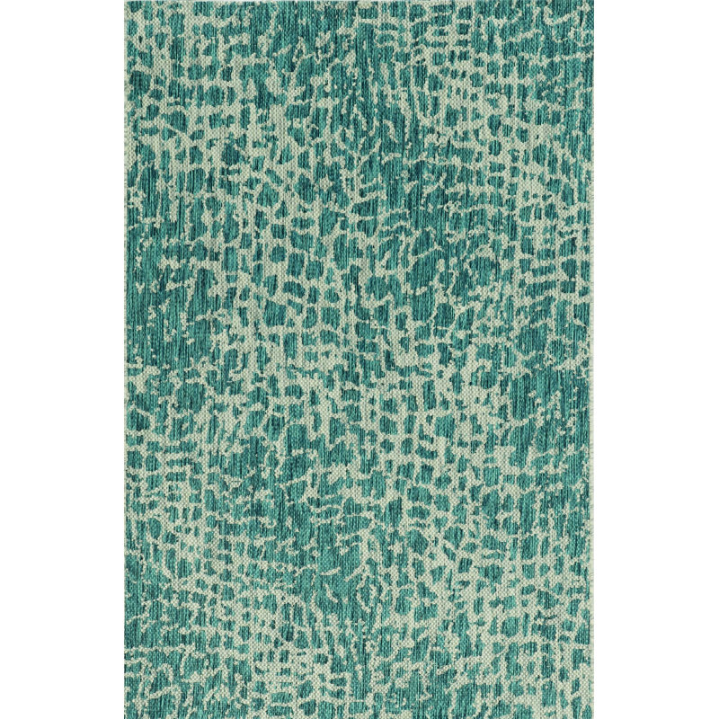 Tapis bleu sarcelle géométrique touffeté, Rectangle de 5 pi x 8 pi