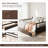 Full Size Espresso Solid Pine Wood Daybed with 2 Storage Drawers - Space-Saving Sleeper Sofa-736755364-736657369