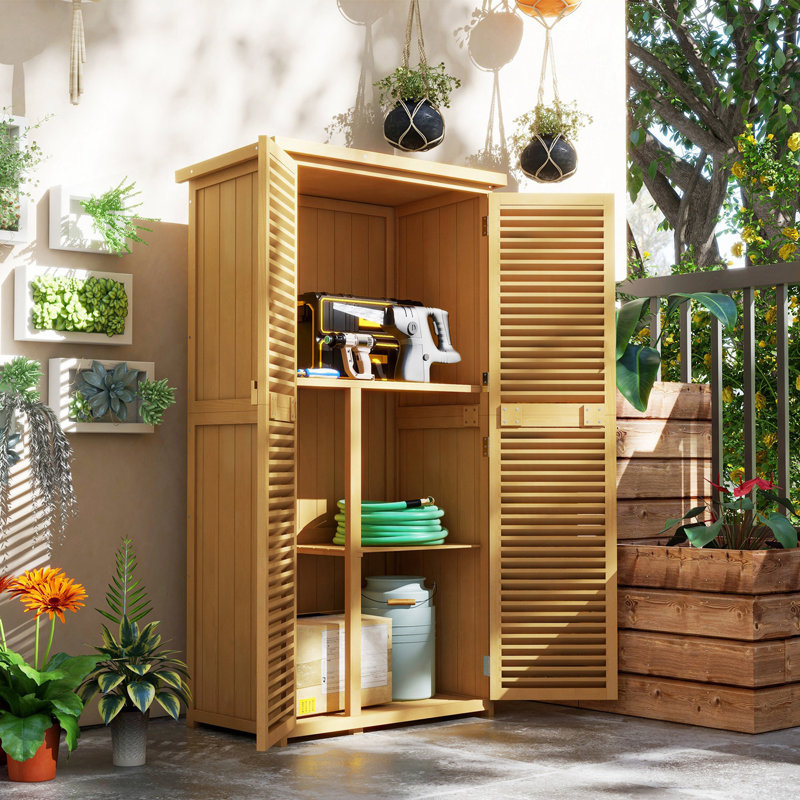 Armoire de rangement extérieure, abri de jardin avec toit en asphalte et 2 grandes portes