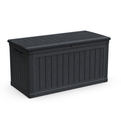 Xxl Deck Box Of 230 Gallon, Black Waterproof Resin Lockable, For Storing Outdoor Cushions And Pool Supplies, Double - Wall Design All Weather Protection, Easy Lift System, Suitable Indoor Settings,