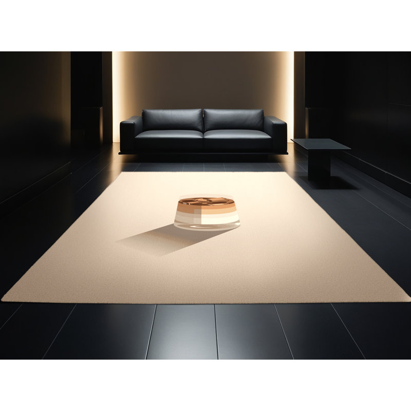Machine Washable Aedan Iced Coffee Glass Minimalist Rug in Beige – Beige Binding, 3x5