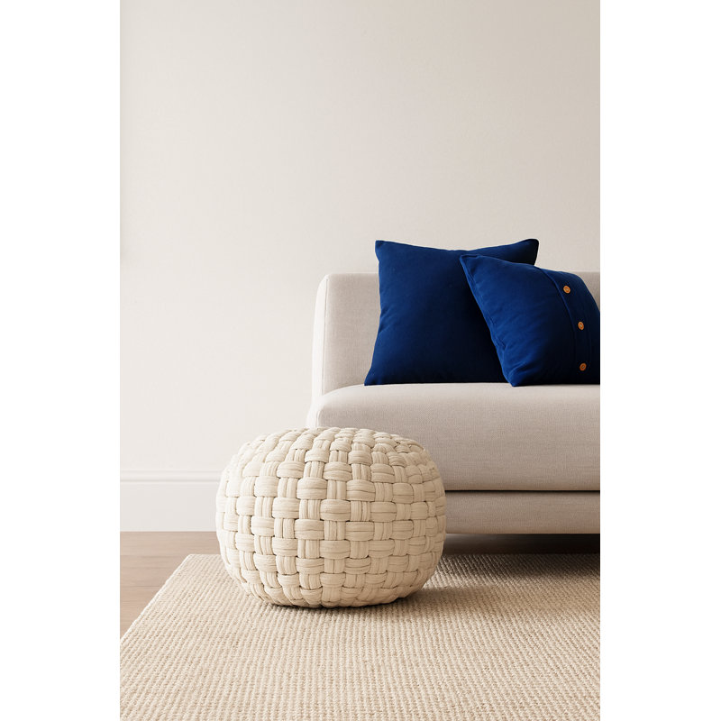 Kresten 48cm Wide Round Solid Colour Pouffe Ottoman, White