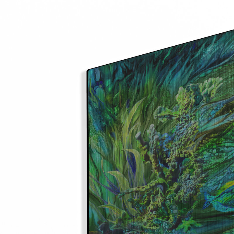 Art mural en métal Latitude Run® «Wild Sargasso Sea» par Carol Cavalaris, H 12 po x l 16 po