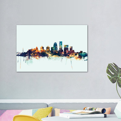 Série d’horizons : louisville, kentucky, états-unis, impression sur toile tendue en bleu