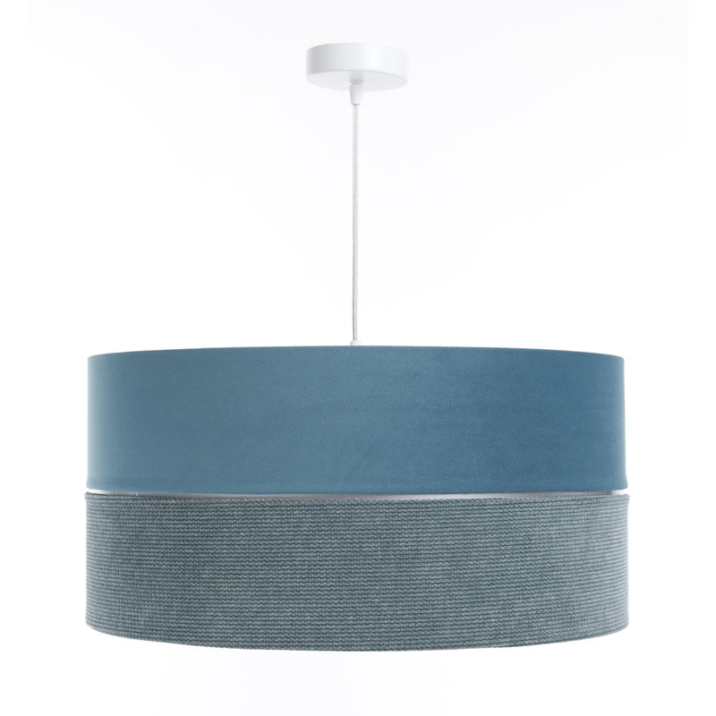 Roncy 1 - Light Drum Pendant, Silver/Blue, 112cm H x 60cm W x 60cm D