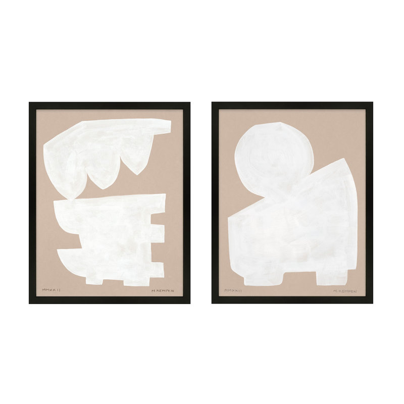 Modules In White, Set Of 2 by Michael Kempen, Black Framed, 24" W x 30" H