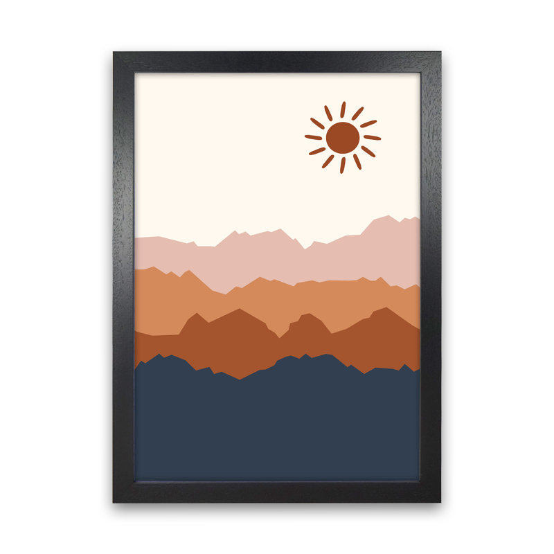 Sun Blue Mountain 02 - Print, 88cm H x 64cm W x 3cm D, Black Framed