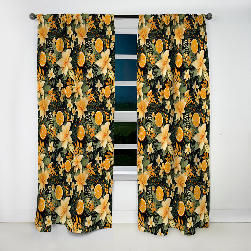 Mango Tango - motif tropical - rideau en velours tropical - obscurcissant - 1 panneau, L 52 po x L 95 po
