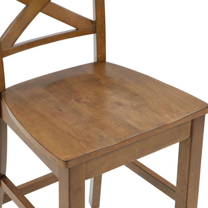 Solid Wood X-Back Counter Height Bar Stool, 4, Walnut