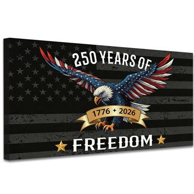 America Flag Canvas Wall Art, Large Patriotic Eagle and Flag Painting, 250th Anniversary 1776-2026 Canvas Prints Wall Art Picture Decor for Living Room, Office, Veterans Day 28×58 Inch