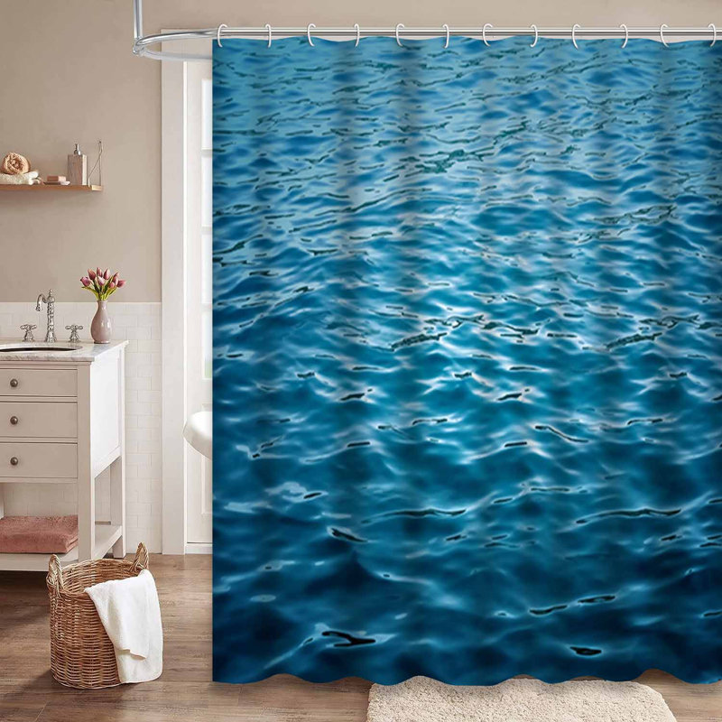 Abstrait bleu eau mer océan surface vague naturelle fraîche avec 12 crochets, L 72 po x l 72 po