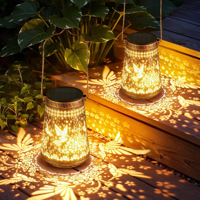 Solar Lanterns Outdoor Waterproof, Retro Metal Hummingbird Garden Decor Gifts For Women Mom Grandma, 2 Modes Hanging Solar Lights Decoration Outside For Yard, Patio, Backyard, Porch